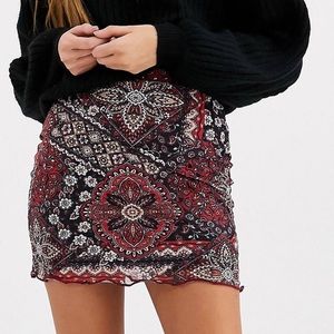 Patchwork Floral Mini Skirt